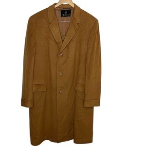 Vintage Michaels Stern Tan 100% Cashmere Tan Long Coat Men's Size 8 BLEMISH